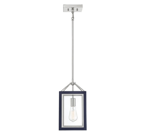 Champlin 1-Light Pendant in Gray with Polished Nickel Accents