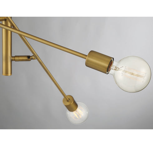 6-Light Chandelier in Natural Brass
