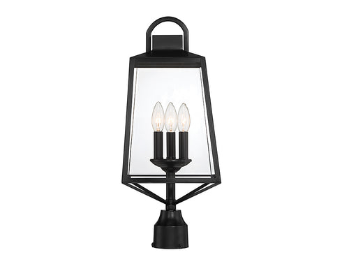 Inglewood 3-Light Outdoor Post Lantern in Black