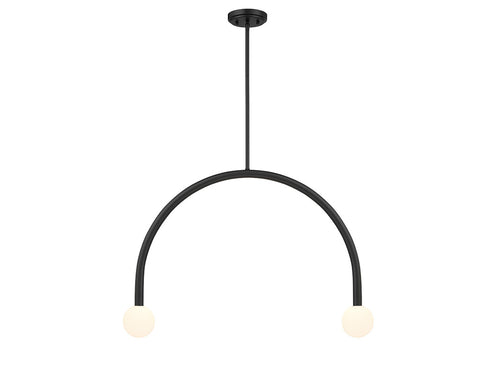 2-Light Chandelier in Natural Brass