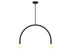 2-Light Chandelier in Natural Brass