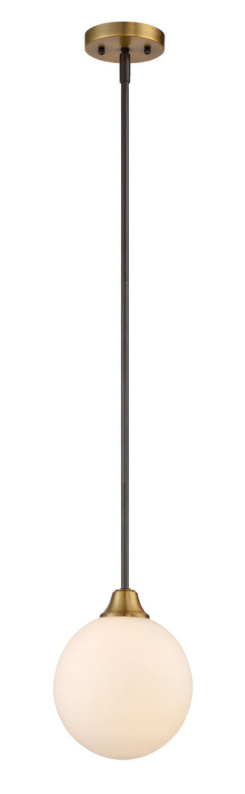 1-Light Mini Pendant in Oil Rubbed Bronze with Natural Brass