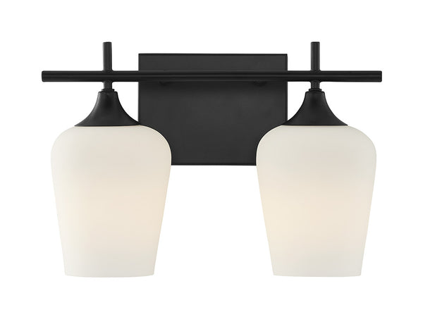 Octave 2-Light Bathroom Vanity Light in Matte Black