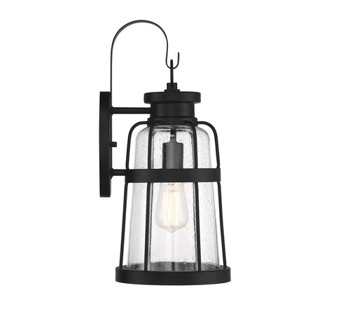 Quinton 1-Light Large Outdoor Wall Lantern in Matte Black