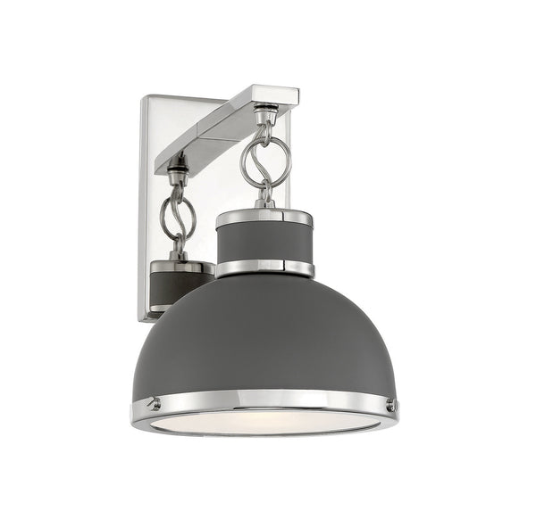 Corning 1-Light Wall Sconce in Gray with Polished Nickel Accents