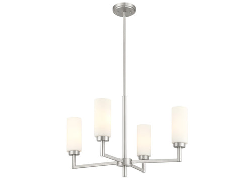 4-Light Chandelier in Natural Brass