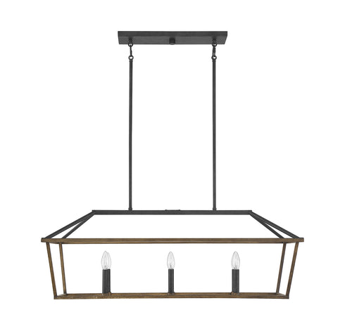 Oaklawn 6-Light Linear Chandelier in Whiskey Wood