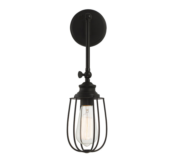 1-Light Adjustable Wall Sconce in Matte Black