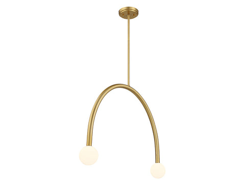2-Light Chandelier in Natural Brass