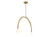 2-Light Chandelier in Natural Brass