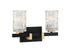 Keene 2-Light Bathroom Vanity Light in Matte Black with Warm Brass Accents