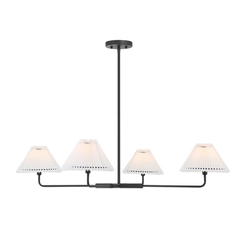 4-Light Chandelier in Natural Brass