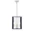 Champlin 4-Light Pendant in Navy with Polished Nickel Accents