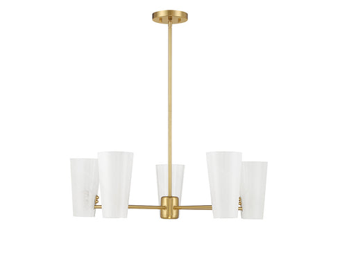 5-Light Chandelier in Natural Brass
