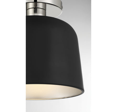 1-Light Ceiling Light in White with Natural Brass