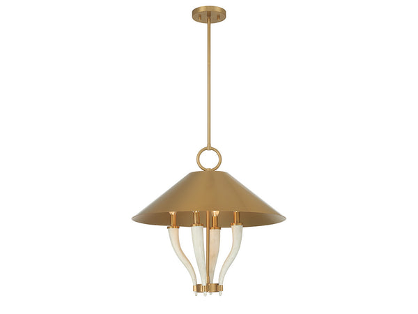 Hearne 4-Light Pendant in Warm Brass by Dann Foley