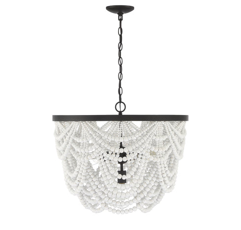 5-Light Chandelier in White with Oil Rubbed Bronze