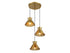 3-Light Multi-Point Chandelier in Natural Brass