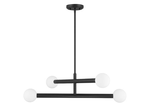 4-Light Chandelier in Matte Black