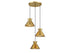 3-Light Multi-Point Chandelier in Natural Brass