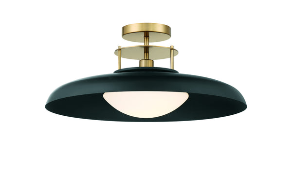 Gavin 1-Light Ceiling Light in Matte Black with Warm Brass Accents