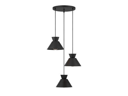 3-Light Multi-Point Chandelier in Natural Brass