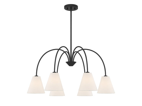 6-Light Chandelier in Matte Black