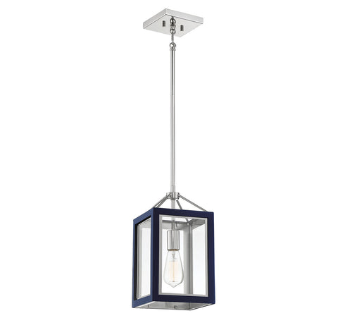 Champlin 1-Light Pendant in Gray with Polished Nickel Accents