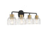 Flagler 4-Light Bathroom Vanity Light in Matte Black with Warm Brass Accents