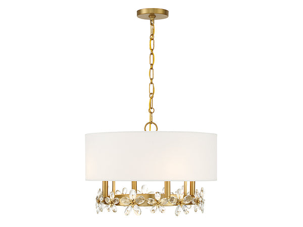 Dahlia 4-Light Pendant in Warm Brass