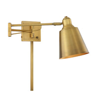 1-Light Adjustable Wall Sconce in Natural Brass
