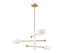 3-Light Chandelier in White and Natural Brass