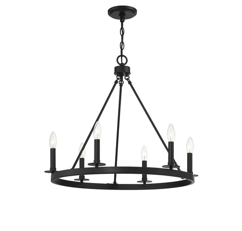6-Light Chandelier in Matte Black