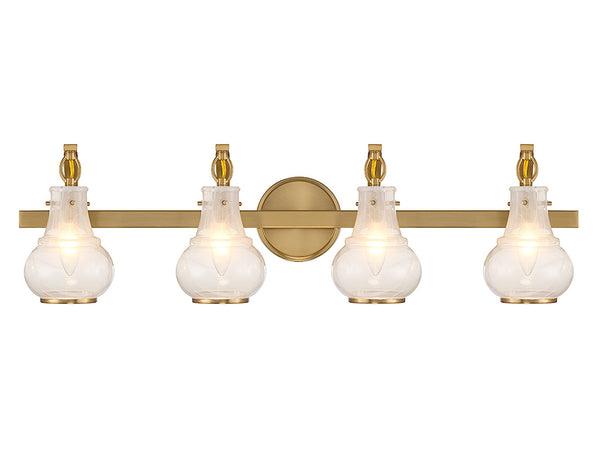 Adams 4-Light Bathroom Vanity Light in Warm Brass