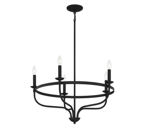 5-Light Chandelier in Matte Black