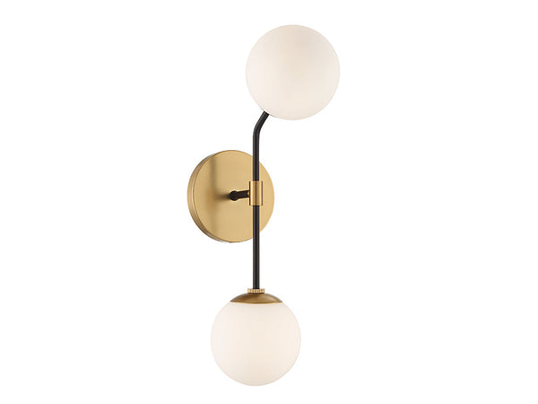 2-Light Wall Sconce in Matte Black and Natural Brass