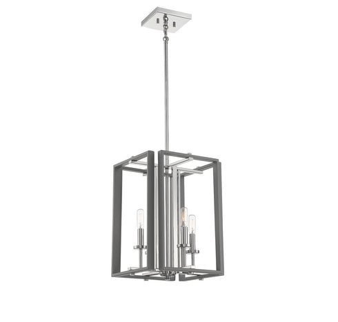 Champlin 4-Light Pendant in Navy with Polished Nickel Accents