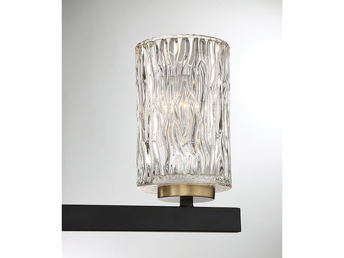 Keene 3-Light Bathroom Vanity Light in Matte Black with Warm Brass Accents