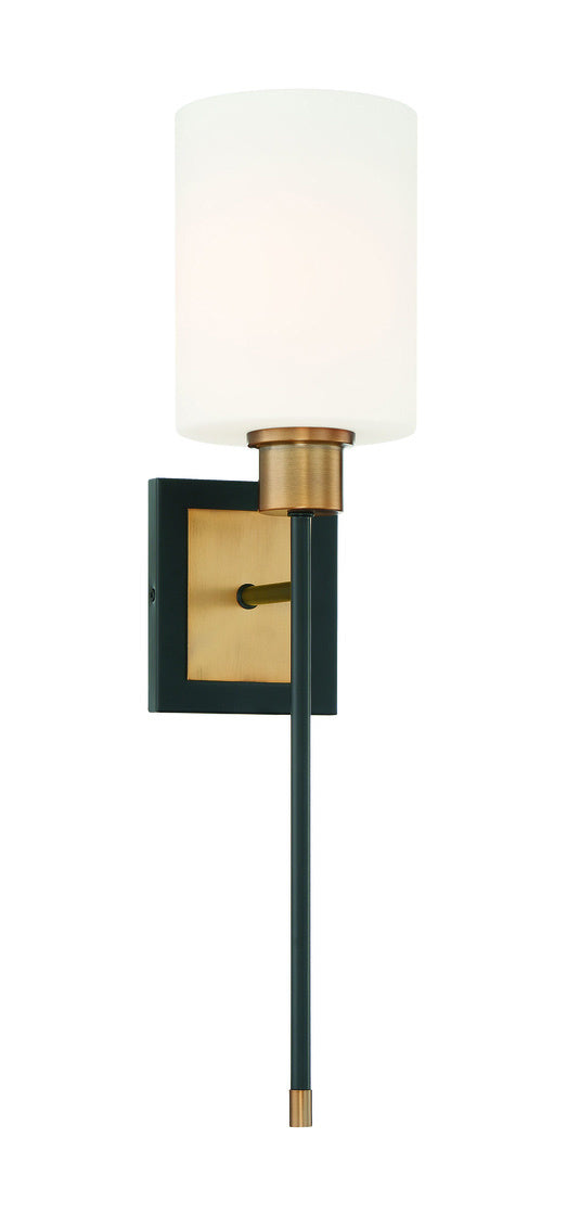 Alvara 1-Light Wall Sconce in Matte Black with Warm Brass Accents
