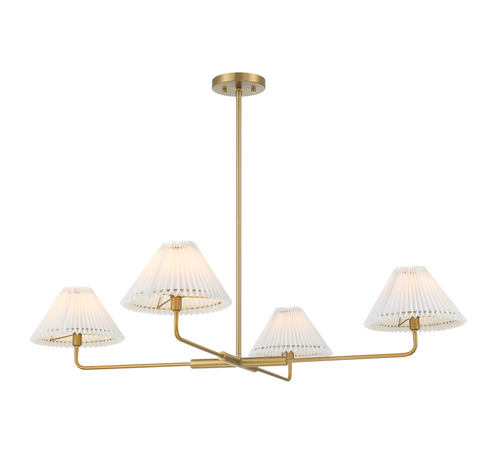 4-Light Chandelier in Natural Brass