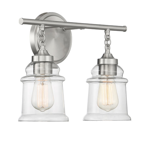 Fuller 2-Light Bathroom Vanity Light in Satin Nickel
