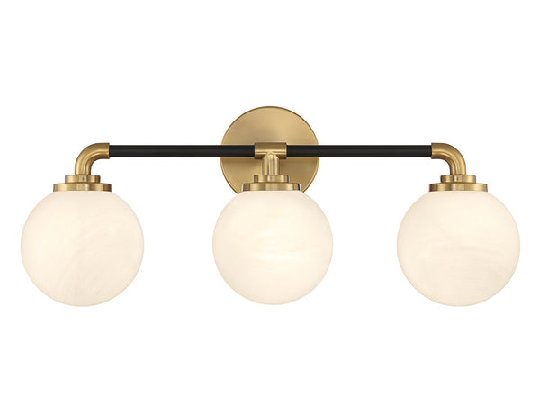 Dresden 3-Light Bathroom Vanity Light in Matte Black with Warm Brass Accents