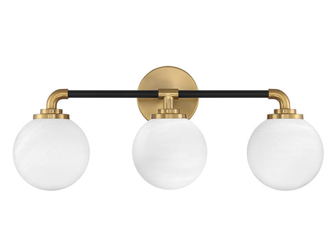 Dresden 3-Light Bathroom Vanity Light in Matte Black with Warm Brass Accents