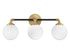 Dresden 3-Light Bathroom Vanity Light in Matte Black with Warm Brass Accents