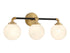 Dresden 3-Light Bathroom Vanity Light in Matte Black with Warm Brass Accents