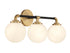 Dresden 3-Light Bathroom Vanity Light in Matte Black with Warm Brass Accents