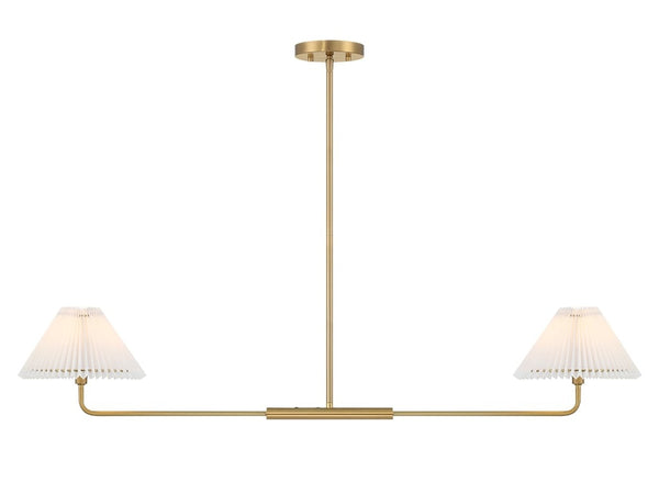 2-Light Linear Chandelier in Natural Brass