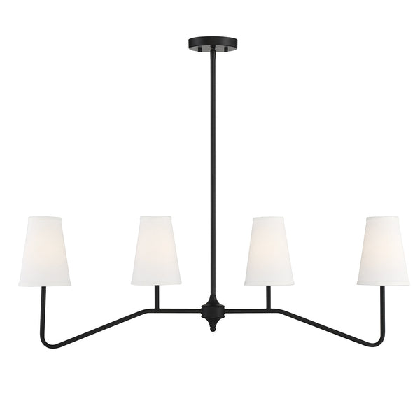 4-Light Linear Chandelier in Matte Black