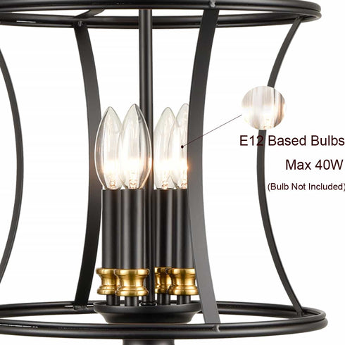 Metal Lantern Pendant Light 4-Light Black Chandelier Lighting