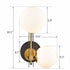 Caldaro Bitonto Mid-Century Wall Light 2-Light Opal Globe Glass Shade